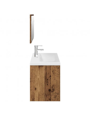 Set Mobili da Bagno 3 pz Legno Antico in Legno Multistrato