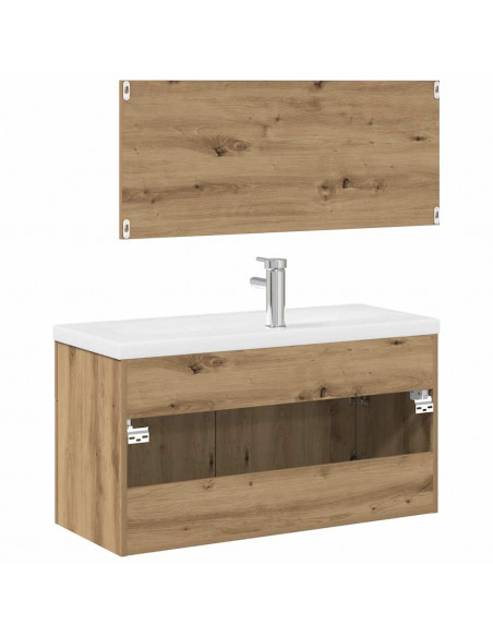 Set Mobili da Bagno 3 pz Rovere Artigianale Legno Multistrato