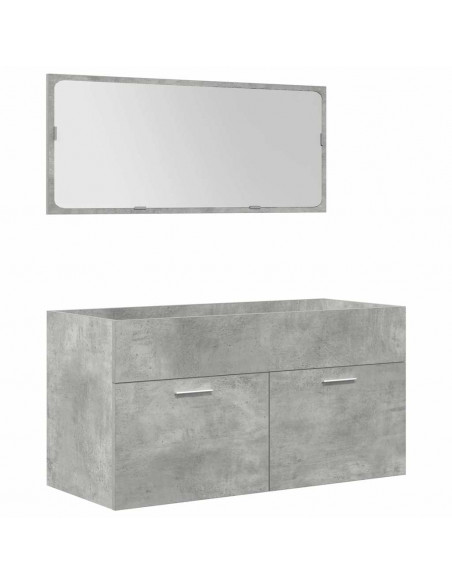 Set Mobili da Bagno 4 pz Grigio Cemento in Legno Multistrato