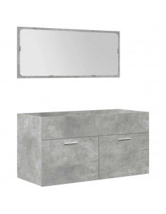 Set Mobili da Bagno 4 pz Grigio Cemento in Legno Multistrato 2