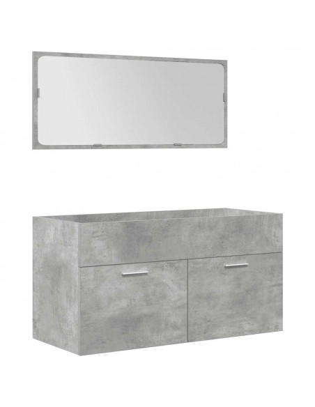 Set Mobili da Bagno 4 pz Grigio Cemento in Legno Multistrato