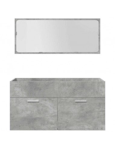 Set Mobili da Bagno 4 pz Grigio Cemento in Legno Multistrato