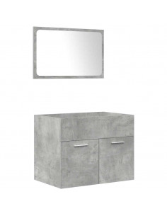 Set Mobili da Bagno 4 pz Grigio Cemento in Legno Multistrato 2