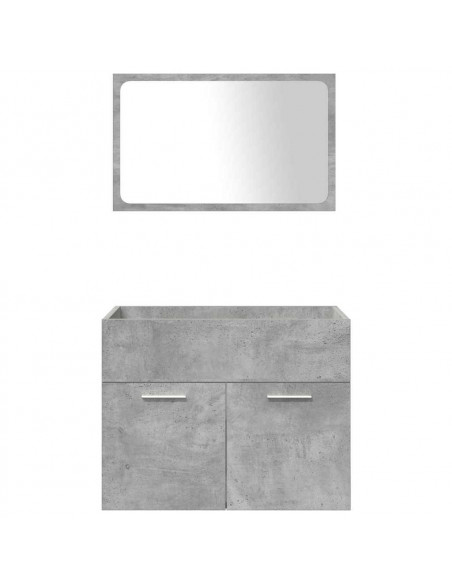 Set Mobili da Bagno 4 pz Grigio Cemento in Legno Multistrato
