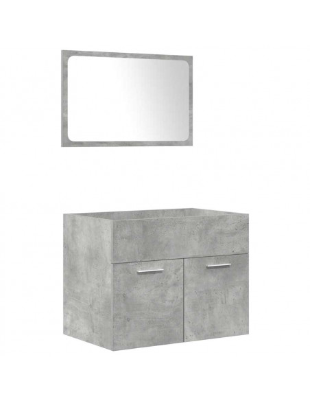 Set Mobili da Bagno 4 pz Grigio Cemento in Legno Multistrato