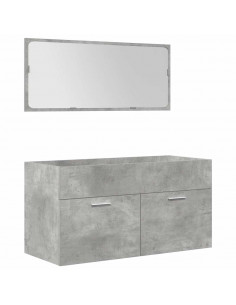Set Mobili da Bagno 5 pz Grigio Cemento in Legno Multistrato
