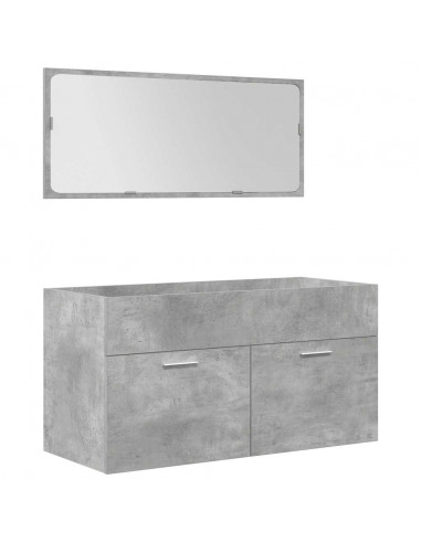 Set Mobili da Bagno 5 pz Grigio Cemento in Legno Multistrato
