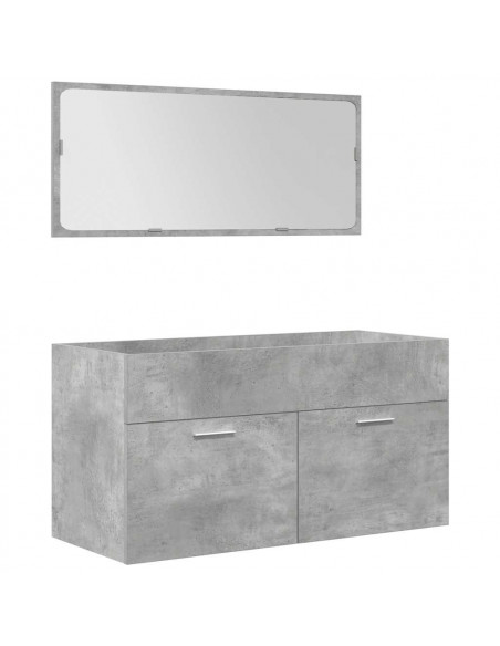 Set Mobili da Bagno 5 pz Grigio Cemento in Legno Multistrato