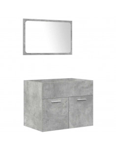 Set Mobili da Bagno 5 pz Grigio Cemento in Legno Multistrato