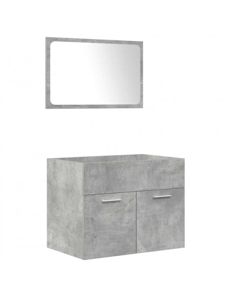 Set Mobili da Bagno 5 pz Grigio Cemento in Legno Multistrato