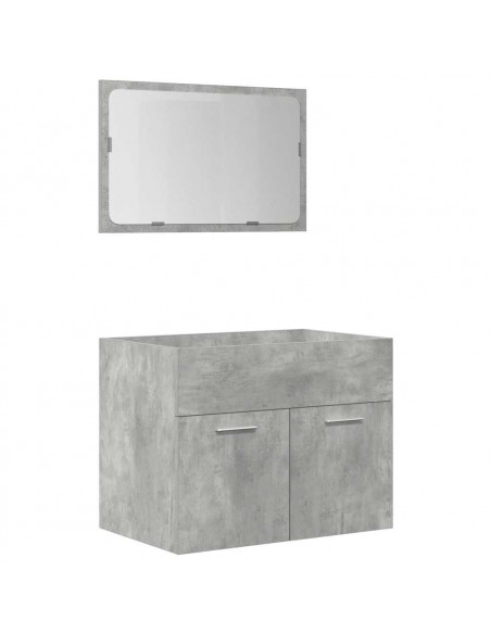 Set Mobili da Bagno 5 pz Grigio Cemento in Legno Multistrato