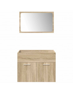 Set Mobili da Bagno 5 pz Rovere Sonoma in Legno Multistrato 2