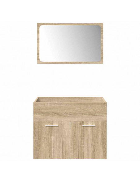 Set Mobili da Bagno 5 pz Rovere Sonoma in Legno Multistrato