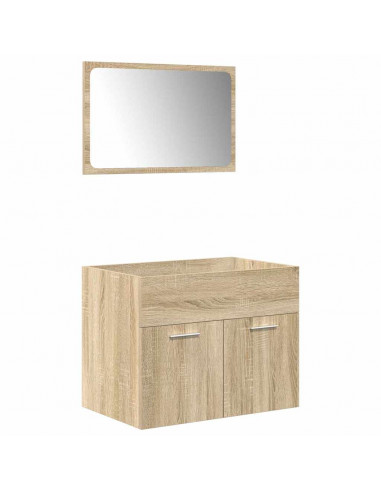 Set Mobili da Bagno 5 pz Rovere Sonoma in Legno Multistrato