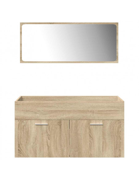 Set Mobili da Bagno 5 pz Rovere Sonoma in Legno Multistrato