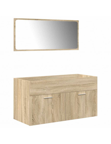 Set Mobili da Bagno 5 pz Rovere Sonoma in Legno Multistrato