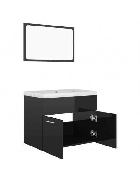 Set Mobili da Bagno Nero Lucido in Truciolato