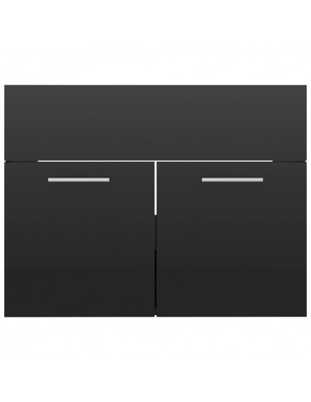 Set Mobili da Bagno Nero Lucido in Truciolato
