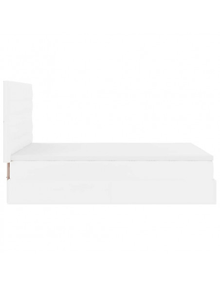Struttura Letto Pouf con Materasso Bianco 140x190 cm Similpelle