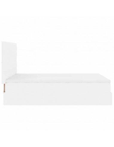 Struttura Letto Pouf con Materasso Bianco 140x190 cm Similpelle