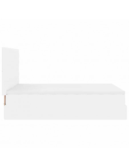 Struttura Letto Pouf con Materasso Bianco 140x190 cm Similpelle