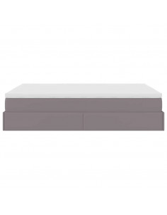 Struttura Letto Pouf con Materasso Grigio 140x190 cm Similpelle