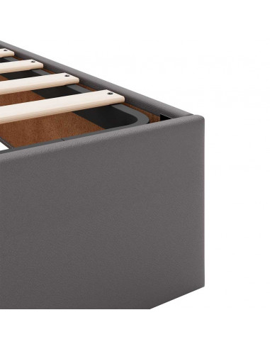 Struttura Letto Pouf con Materasso Grigio 140x190 cm Similpelle