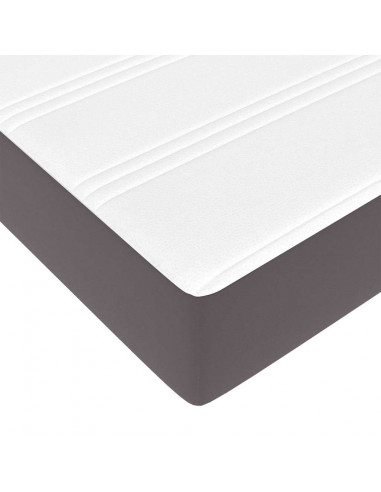 Struttura Letto Pouf con Materasso Grigio 140x190 cm Similpelle