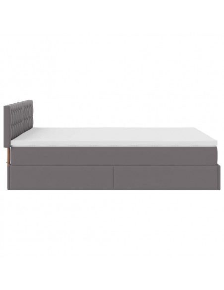 Struttura Letto Pouf con Materasso Grigio 140x190 cm Similpelle
