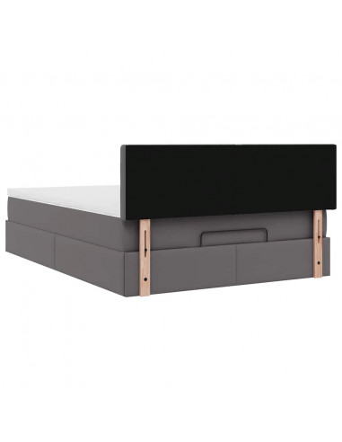 Struttura Letto Pouf con Materasso Grigio 140x190 cm Similpelle