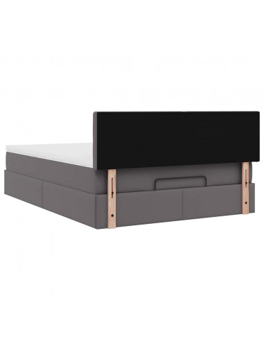 Struttura Letto Pouf con Materasso Grigio 140x190 cm Similpelle