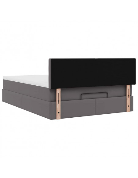 Struttura Letto Pouf con Materasso Grigio 140x190 cm Similpelle