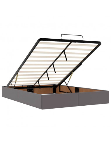 Struttura Letto Pouf con Materasso Grigio 140x190 cm Similpelle