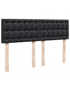 Struttura Letto Pouf con Materasso Nero 140x190 cm Similpelle