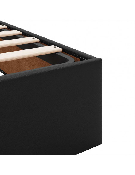 Struttura Letto Pouf con Materasso Nero 140x190 cm Similpelle