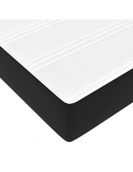 Struttura Letto Pouf con Materasso Nero 140x190 cm Similpelle