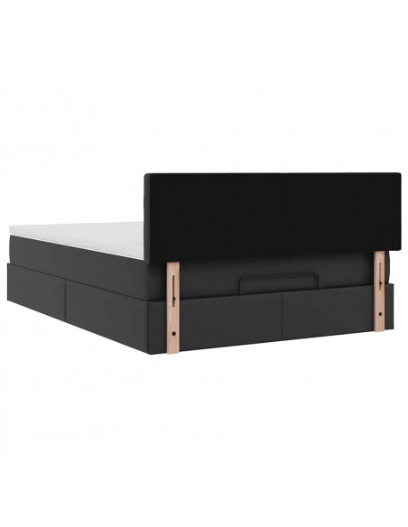 Struttura Letto Pouf con Materasso Nero 140x190 cm Similpelle