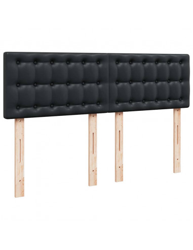 Struttura Letto Pouf con Materasso Nero 140x190 cm Similpelle