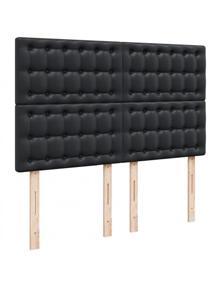 Struttura Letto Pouf con Materasso Nero 140x190 cm Similpelle
