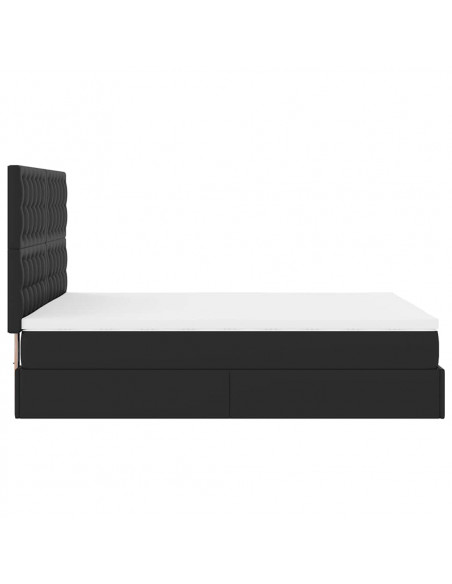 Struttura Letto Pouf con Materasso Nero 140x190 cm Similpelle