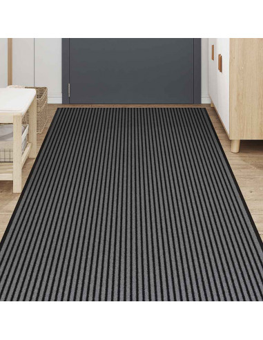 Zerbino a Strisce Nere e Grigie 115x500 cm