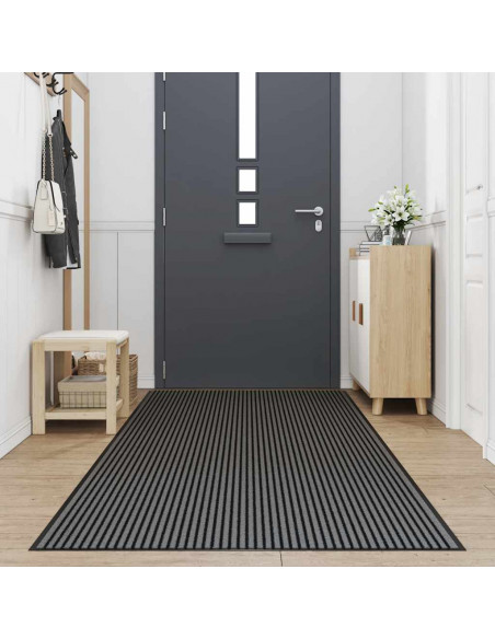 Zerbino a Strisce Nere e Grigie 115x400 cm