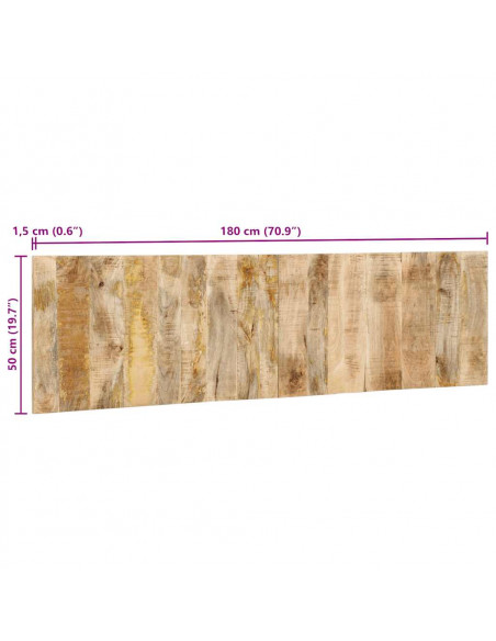 Testiera 180 cm in Legno Massello di Mango Grezzo