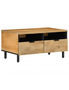 Tavolino da Salotto Marrone 80x54x40 cm Legno Massello di Mango 2