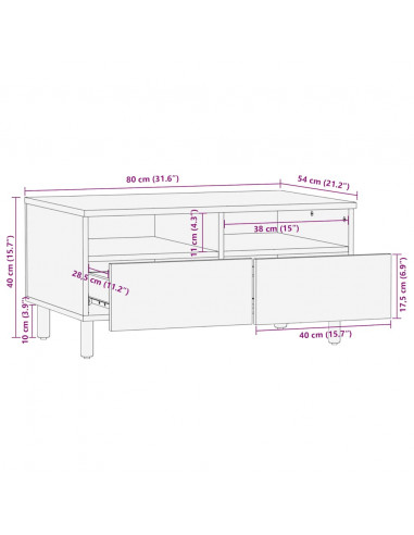 Tavolino da Salotto Marrone 80x54x40 cm Legno Massello di Mango