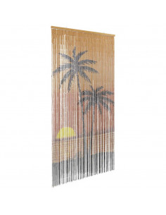 Tenda Antimosche per Porte Stampa Palma 100x200 cm Bambù 2