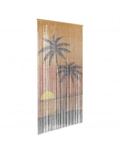Tenda Antimosche per Porte Stampa Palma 100x220 cm Bambù 2