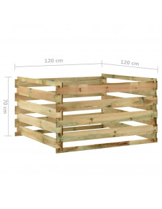 Compostiera da Giardino a Doghe 120x120x70cm in Pino Impregnato