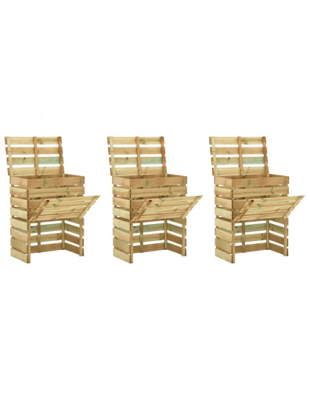 Compostiere da Giardino Doghe 3 pz 80x50x100 cm Pino Impregnato