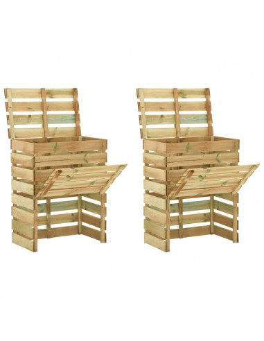 Compostiere da Giardino Doghe 2 pz 80x50x100 cm Pino Impregnato